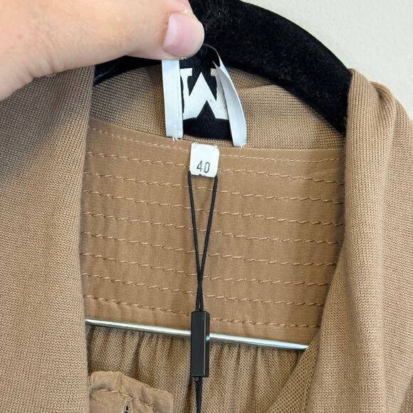 Missoni Button Up Blouse 40 US S/M Brown Merino Wool Tie Neck Formal Office NWT - Picture 7 of 9